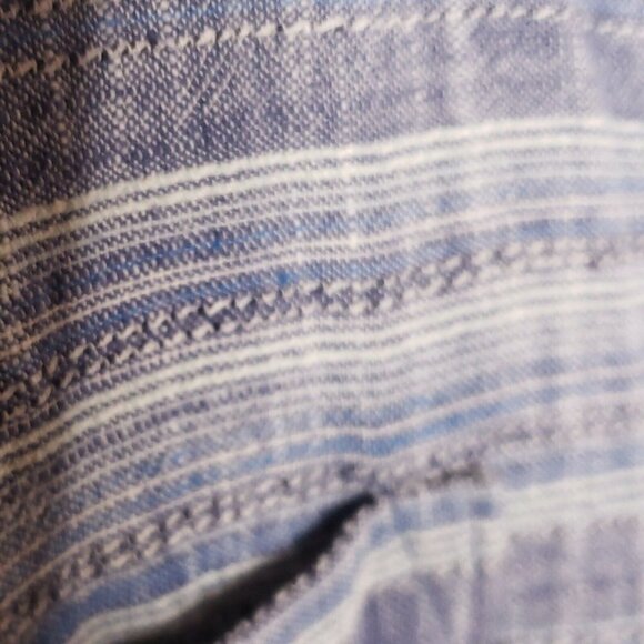 Merona Womens Blue Long Sleeve Cotton Striped Textured Print Tunic Medium - Picture 3 of 6